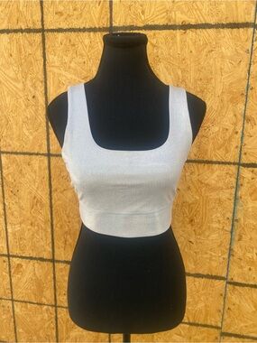 Fabletics Shimmer Square-Neck Crop Top GUC XXS